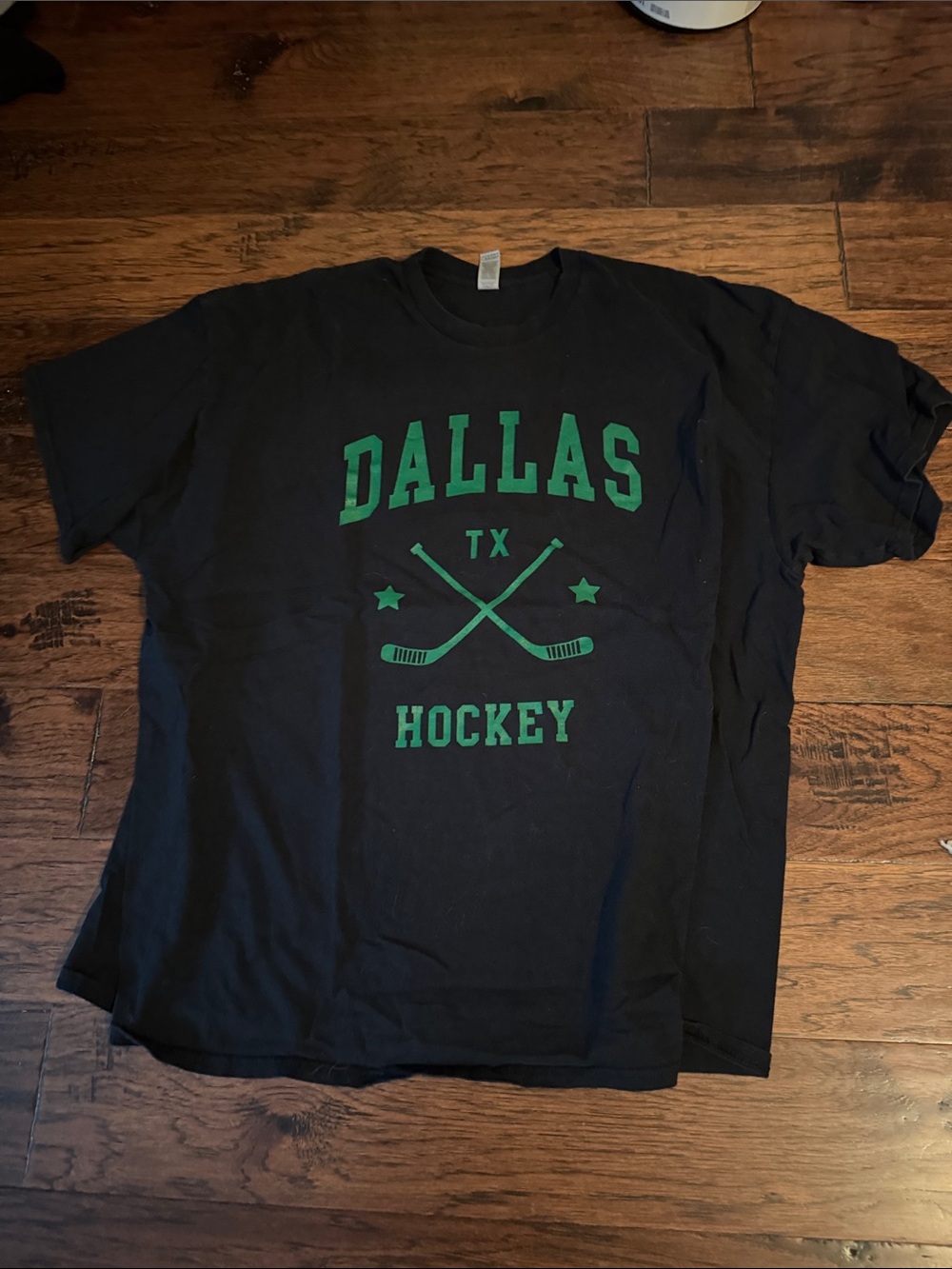 Gildan Black Tee with Green Dallas Hockey Graphic